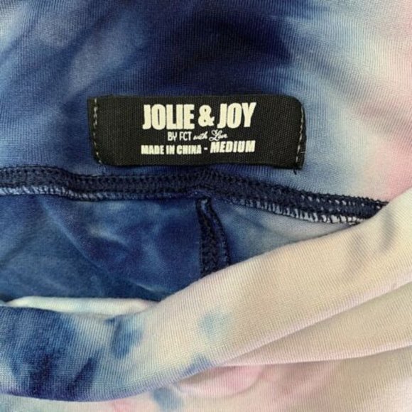 Jolie & Joy by FCT Tie Dye Leggings With Ankle Cut Out Detail Blue Pink White - Picture 7 of 8